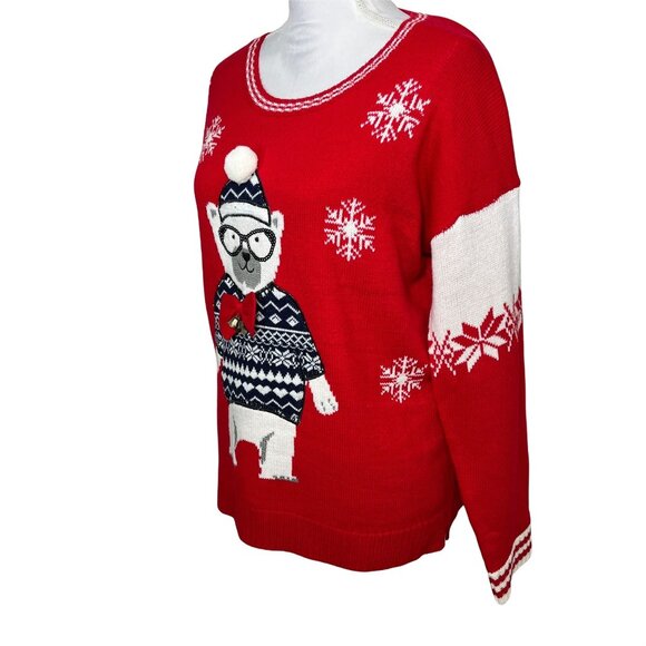 New Directions Sweater Womens Large Ugly Christmas Top Knit Holiday Party Winter - Picture 7 of 11